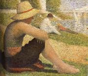 Georges Seurat The Boy Wearing hat on the ground oil painting reproduction